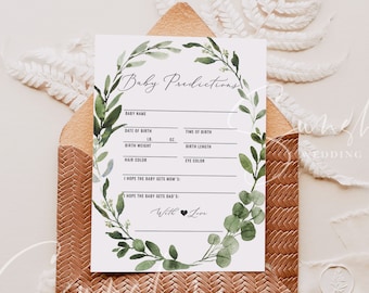 Baby Predictions Card | Editable Baby Shower Game Template | Gender Neutral | Templett | Instant Download | Printable Baby Activity