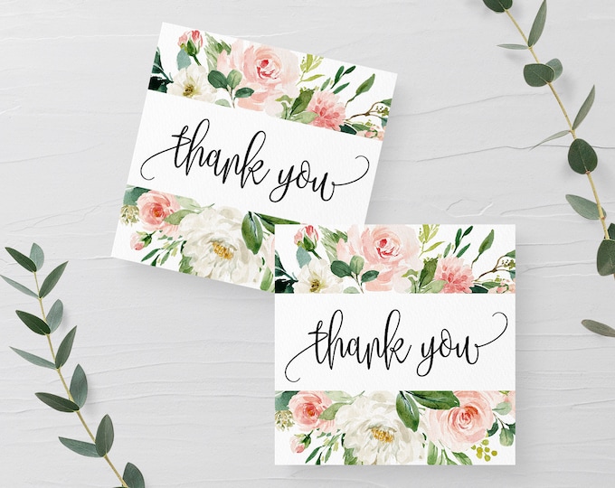 Wedding Thank You Tag Template Blush Floral Editable Printable Wedding Thank You Tag White Flower Tag Template Templett Instant Download F5