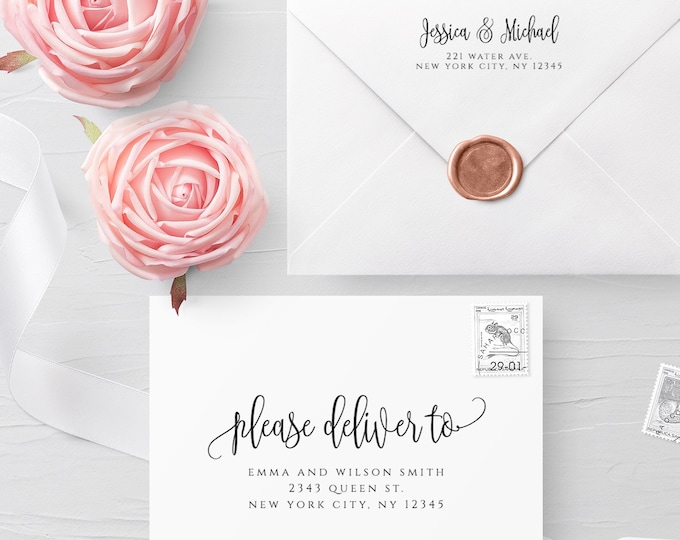 Calligraphy Envelope Template Wedding Editable DIY Printable Wedding Envelope A7 A6 Envelope Address Template Instant Download Templett R1