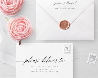 Calligraphy Envelope Template Wedding Editable DIY Printable Wedding Envelope A7 A6 Envelope Address Template Instant Download Templett R2