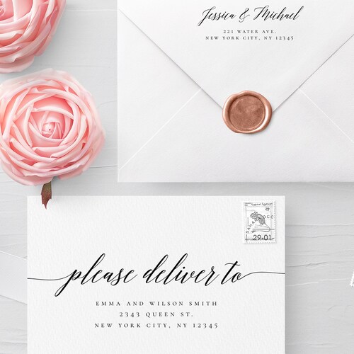 Calligraphy Envelope Template Wedding Editable DIY Printable - Etsy