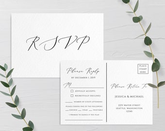 Wedding Invitation PSVP Postcard Template Editable Printable Wedding Postcard RSVP Wedding Invitation RSVP Template Templett Invitation R3