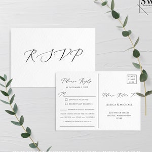 Modèle de carte postale de faire-part de mariage PSVP Carte postale de mariage imprimable modifiable modèle RSVP Faire-part de mariage RSVP Invitation Templett R3