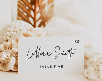 Minimalist Place Cards Template, Wedding Tent Fold Place Cards, Wedding Flat Place Card, Wedding Table Name Card, Modern Wedding, M7