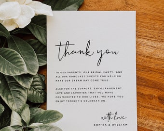 Wedding Thank You Cards Template, Minimalist Thank You Letter, Modern Thank You Note, Printable Wedding Thank You Card, Instant Download, M8