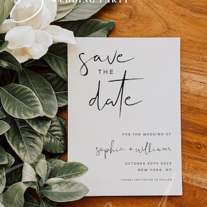 Speichern Sie das Datum Vorlage, moderne minimalistische Hochzeit Save the Date Karte, elektronische Save the Date Vorlage, Save the Date, Sofortdownload, M8