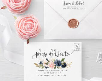 Blush Navy Envelope Template Wedding Editable DIY Printable Wedding Envelope A7 A6 A1 Envelope Address Template Instant Download Templett F6