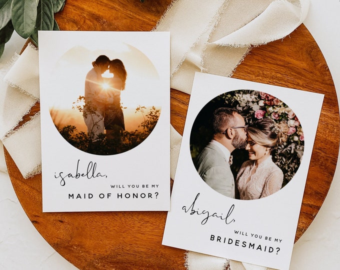 Will You Be My Bridesmaid, Bridesmaid Photo Card Template, Photo Bridesmaid Proposal, Modern Minimalist Wedding, Boho Bridesmaid Proposal M8