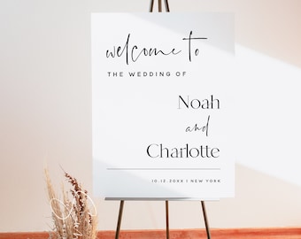 Minimalist Wedding Welcome Sign Template, Modern Wedding Welcome Sign, Printable Welcome Sign Wedding, Wedding Signs, Editable Template, M15