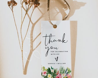 Hawaiian Beach Thank You Favor Tags Template, Thank You Favor Tags for Wedding, Bridal Shower, Baby Shower, Baptism, Instant Download, H1