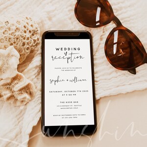 Electronic Wedding Reception Invitation Template, Reception Evite Template, Modern Digital Reception Invite, Instant Download, Templett, M8