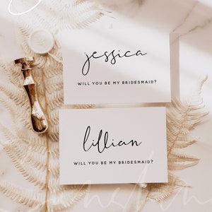 Modèle de carte Serez-vous ma demoiselle d'honneur, cartes de mariage minimalistes modernes, carte personnalisée imprimable, téléchargement immédiat, Templett, M8