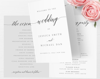 Folded Wedding Program Template Folded Wedding Program Printable Editable Folded Wedding Program Template DIY Instant Download Templett R2