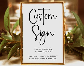 Minimalist Wedding Custom Sign Template, 4x6" Wedding DIY Editable Signs, Boho Modern Custom Signs, Printable Custom Sign, Download, M18