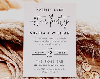 Minimalist Wedding Reception Invitation Template, Modern Reception Invitation Cards, Elopement Announcement Invitation, Instant Download, M8