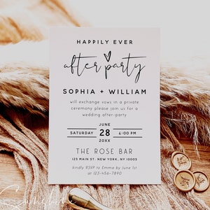 Minimalist Wedding Reception Invitation Template, Modern Reception Invitation Cards, Elopement Announcement Invitation, Instant Download, M8