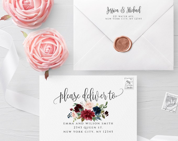 Floral Envelope Template Wedding Editable DIY Printable Wedding Envelope A7 A6 A1 Envelope Address Template Instant Download Templett F3