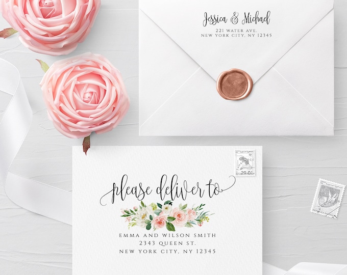 Floral Envelope Template Wedding Editable DIY Printable Wedding Envelope A7 A6 A1 Envelope Address Template Instant Download Templett F5