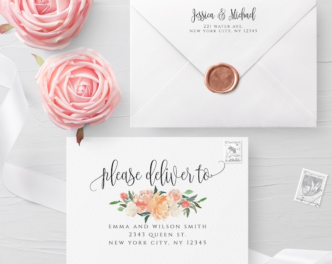 Floral Envelope Template Wedding Editable DIY Printable Wedding Envelope A7 A6 A1 Envelope Address Template Instant Download Templett F1