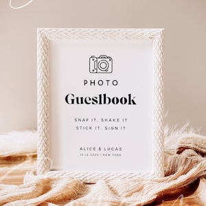 Photo Guest Book Sign, Wedding Photo Guestbook Sign, Photo Guestbook Printable, Personalized Wedding Guestbook Sign Download, Templett, M11
