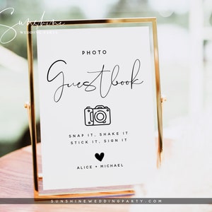 Photo Guest Book Sign, Wedding Photo Guestbook Sign, Photo Guestbook Printable, Personalized Wedding Guestbook Sign, Templett, M4