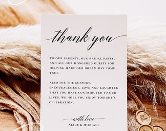 Wedding Thank You Letter Template, Minimalist Thank You Card, Modern Thank You Note, Printable Thank You Card, Editable, Instant Download R2