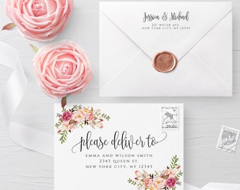 Floral Envelope Template Wedding Editable DIY Printable Wedding Envelope A7 A6 A1 Envelope Address Template Instant Download Templett F4