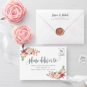 Floral Envelope Template Wedding Editable DIY Printable Wedding Envelope A7 A6 A1 Envelope Address Template Instant Download Templett F4 image 1