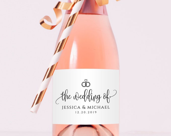 Printable Mini Champagne Bottle Label Template Wedding Mini Champagne Sticker Instant Download Editable Template Templett Label Template R1