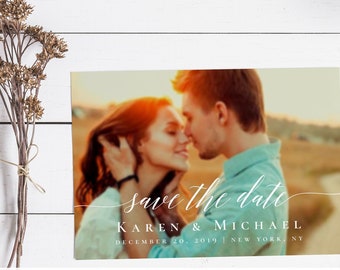 Photo save the date template DIY save the date Save the date photo template Wedding announcement cards Photo save the date printable cards