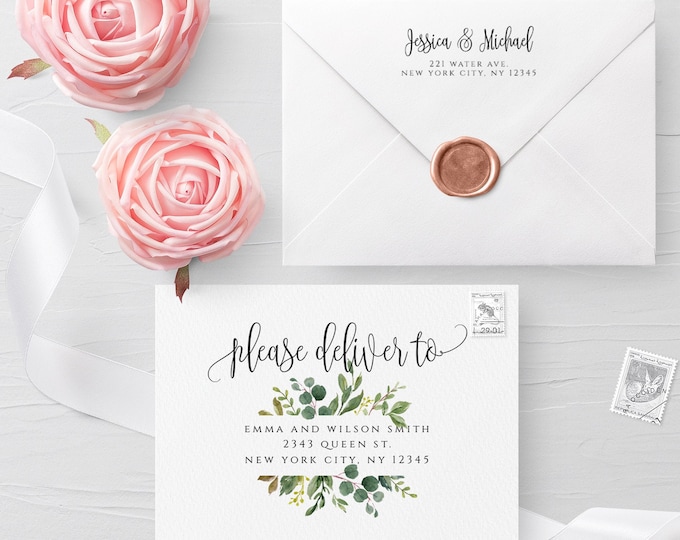 Greenery Envelope Template Wedding Editable DIY Printable Wedding Envelope A7 A6 A1 Envelope Address Template Instant Download Templett G3