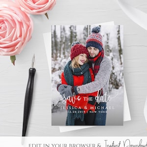 Modèle photo réservez une date DIY, réservez une date Modèle photo réservez une date Faire-part de mariage Carte réservez une date imprimable avec photo R1