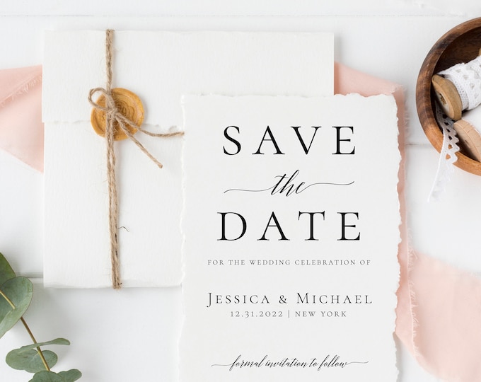 Wedding Save the Date Photo Template Calligraphy DIY Printable Save the Date Rustic 100% Editable Save the Date Instant Download Templett R2