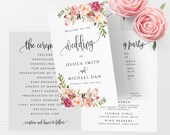Marsala Folded Program Template Wedding Folded Program Printable Editable Folded Wedding Program Template DIY Instant Download Templett F4