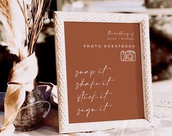 Terracotta Photo Guest Book Sign, Wedding Photo Guestbook Sign, Photo Guestbook Printable, Personalized Wedding Guestbook Sign, Templett, T1