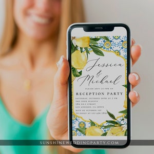 Lemon Reception Party Invitation Template, Electronic Invitation Wedding Template, Evite Editable Invitation, Instant Download, Templett, L1