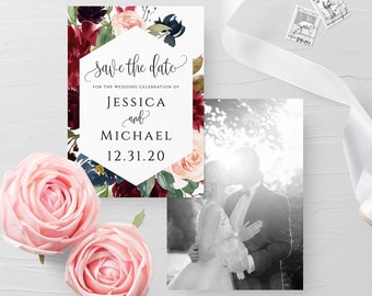 Photo save the date template DIY save the date Save the date photo template Wedding announcement cards Photo save the date printable card F3