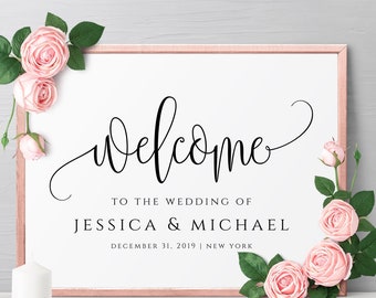 Minimalist Wedding Welcome Sign, Welcome Wedding Sign, Script Wedding Welcome Sign, Modern Wedding Signs, Large Wedding Sign, R1