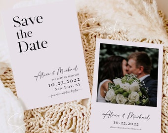 Modern Minimalist Photo Save the Date Template, Wedding Save the Date Postcard, Electronic Save the Date, Save the Date Instant Download, M3