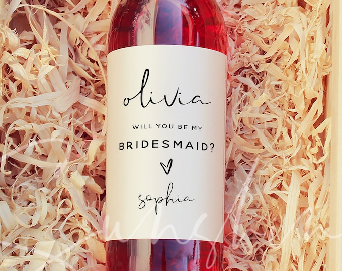 Bridesmaid Proposal Wine Bottle Label Template, Will You Be My Bridesmaid, Maid of Honor Wine Label, Personalized Wine Label Template, M8