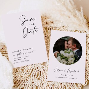 Modernes minimalistisches Foto Save the Date Vorlage, Hochzeit Save the Date Postkarte, elektronisches Save the Date, Save the Date Sofort-Download, M3