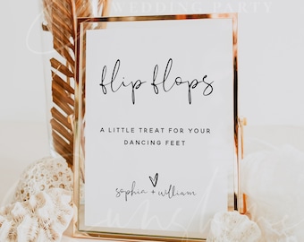 Flip Flops Sign Template, Wedding Signs, Printable Flip Flops Signs, Editable Template, Modern Wedding Signs, Instant Download, Templett, M8