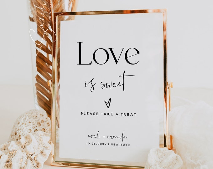 Love is Sweet Sign Template, Minimalist Wedding, Modern Elegant, Love is Sweet Sign, Wedding Signs, Wedding Printable, Instant Download, M15