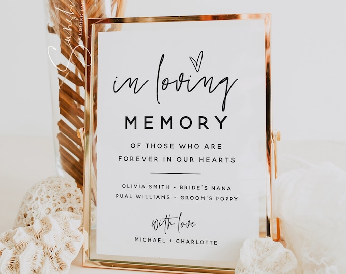 In Loving Memory Sign Template, Minimalist Wedding Sign, Wedding Memory Sign, In Loving Memory Sign, Printable Signs, Instant Download, M7