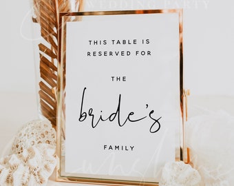 Wedding Reserved Table Sign Template, Minimalist Reserved Sign Template, Modern Printable Reserved Sign, Editable Reserved Sign Template, M8