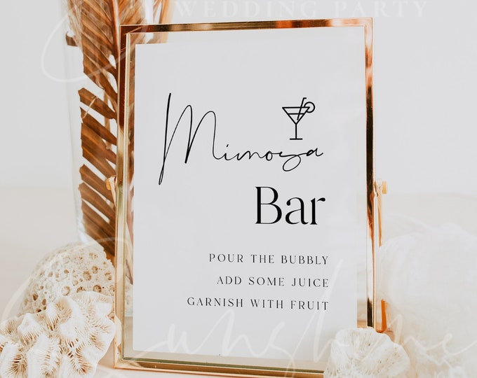 Mimosa Bar Sign, Modern Minimalist Mimosa Bar Sign, Wedding Mimosa Bar Sign, Instant Download, DIY Editable, Baby Shower, Bridal Shower, M4