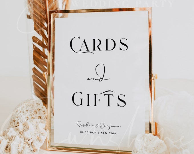 Cards and Gifts Sign Template, Wedding Sign Template, Modern Signs Template, Printable Minimalist Sign Card, Instant Download, Templett, M10