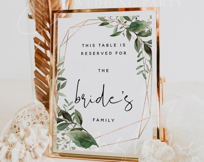 Wedding Reserved Table Sign Template, Greenery Reserved Sign Template, Greenery Printable Reserved Sign, Editable Reserved Sign Template, G5