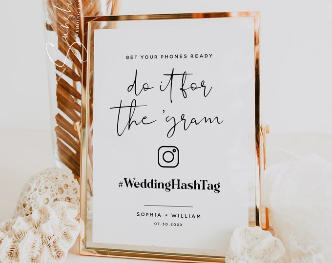 Minimalist Wedding Hashtag Sign, Do It For The 'Gram Sign, Printable Hashtag Sign, Modern Instagram Hashtag Sign, Bohemian Wedding DIY, M8