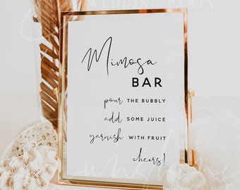 Mimosa Bar Sign, Modern Minimalist Mimosa Bar Sign, Wedding Mimosa Bar Sign, Instant Download, DIY Editable, Baby Shower, Bridal Shower, M8